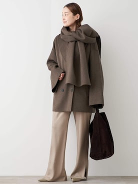 「Deuxieme Classe（ドゥーズィエムクラス）の【THE DYNAMIS STUDIO/ザ デュナミス スタジオ】DOUBLE COAT（その他アウター、ブラウン系）」を使った、MIZUさん（レディース・162cm）の秋コーディネート