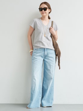 「mother（マザー）の【MOTHER/マザー】The Ditcher Roller Zip Skimp（牛仔褲、ブルー系）」を使った、MIZUさん（レディース・162cm）の春コーディネート