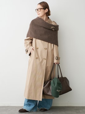 「Deuxieme Classe（ドゥーズィエムクラス）の*Cashmere Snood（その他小物、ブラウン系）」を使った、MIZUさん（レディース・162cm）の秋コーディネート