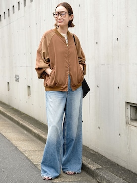 「Deuxieme Classe（ドゥーズィエムクラス）の【COTTON CITIZEN/コットンシチズン】 THE BAGGY JEAN（デニムパンツ、ブルー系）」を使った、MIZUさん（レディース・162cm）の秋コーディネート