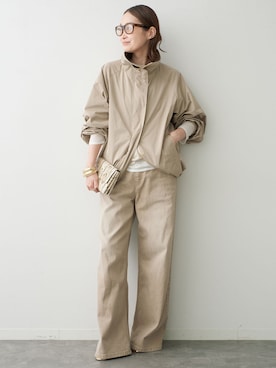 「Deuxieme Classe（ドゥーズィエムクラス）のActive Stand Collar ブルゾン（その他アウター、ベージュ系）」を使った、MIZUさん（レディース・162cm）の秋コーディネート