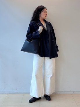 「IENA（イエナ）の撥水ライトタフタオーバーコート（その他アウター、ブルー系）」を使った、tomoさん（レディース・165cm）の冬コーディネート