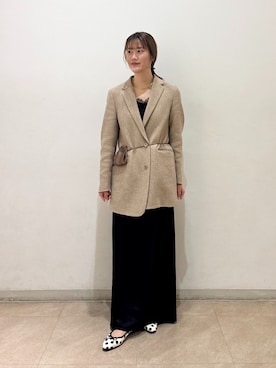 「LE TALON（ルタロン）のフレンチスクエアバレエ（バレエシューズ、ベージュ系）」を使った、nozomiさん（レディース・165cm）の冬コーディネート