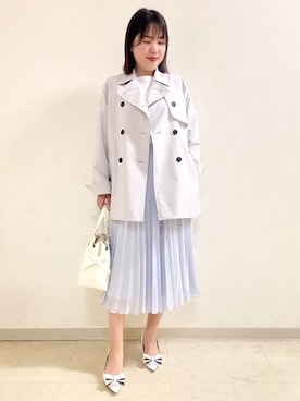 「アイテム（トレンチコート、グレー系）」を使った、reoさん（レディース・157cm）の冬コーディネート