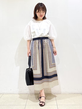 「Reflect（リフレクト）の【UVカット／接触冷感／吸水速乾】チュールスリーブプルオーバー（Tシャツ/カットソー、ホワイト系）」を使った、reoさん（レディース）の夏コーディネート