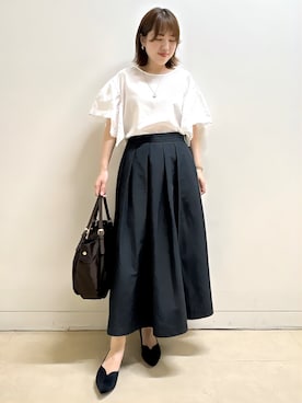 「アイテム（パンプス、ブルー系）」を使った、reoさん（レディース・157cm）の秋コーディネート
