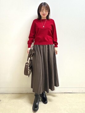 「アイテム（手袋、ブラウン系）」を使った、reoさん（レディース・157cm）の秋コーディネート