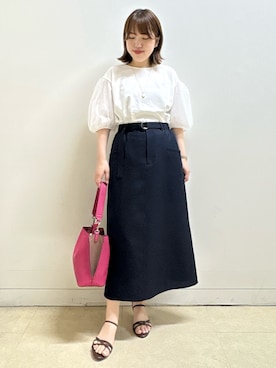 「Reflect（リフレクト）の【UVカット／接触冷感／吸水速乾】チュールスリーブプルオーバー（Tシャツ/カットソー、ホワイト系）」を使った、reoさん（レディース）の夏コーディネート