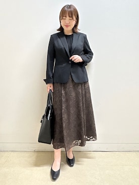 「Reflect（リフレクト）の【SS-4Lサイズ／UVカット／接触冷感】匠ジャケット／ベーシックテーラード（テーラードジャケット、ブラック系）」を使った、reoさん（レディース）の夏コーディネート