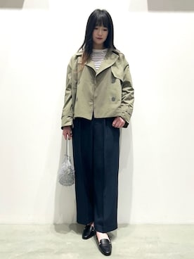「アイテム（トレンチコート、グリーン系）」を使った、gksn9912さん（レディース・165cm）の春コーディネート
