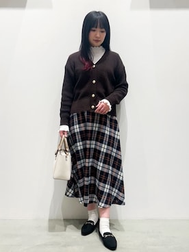 「grove（グローブ）の【コラボITEM】Philly Chocolate ブークレカーディガン（カーディガン/ボレロ、ブラウン系）」を使った、gksn9912さん（レディース）の冬コーディネート