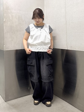 「w closet（ダブルクローゼット）のアイテム（その他パンツ）」を使った、ryokawcloさん（レディース・165cm）の夏コーディネート
