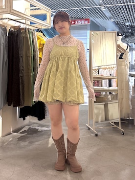 「アイテム（チュニック、グリーン系）」を使った、ryokawcloさん（レディース・165cm）の秋コーディネート