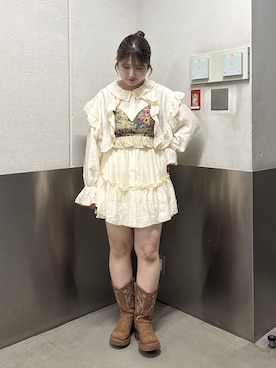 「w closet（ダブルクローゼット）の【セットアップ対応】ゴブランビスチェ（その他トップス、ベージュ系）」を使った、ryokawcloさん（レディース・165cm）の夏コーディネート