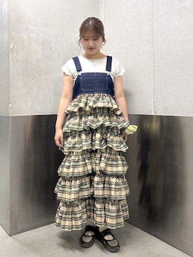 「アイテム（ジャンパースカート）」を使った、ryokawcloさん（レディース・165cm）の夏コーディネート