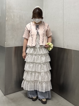 「w closet（ダブルクローゼット）のアイテム（デニムパンツ）」を使った、ryokawcloさん（レディース・165cm）の夏コーディネート
