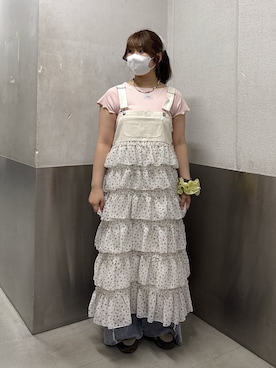 「w closet（ダブルクローゼット）のアイテム（デニムパンツ）」を使った、ryokawcloさん（レディース・165cm）の夏コーディネート