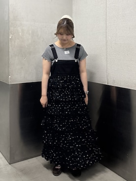 「アイテム（ジャンパースカート）」を使った、ryokawcloさん（レディース・165cm）の夏コーディネート