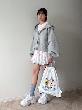 「アイテム（バックパック/リュック）」を使った、uranさん（キッズ・149cm）の春コーディネート