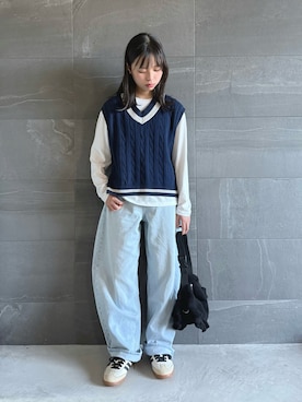 「アイテム（バッグ）」を使った、uranさん（キッズ・147cm）の秋コーディネート