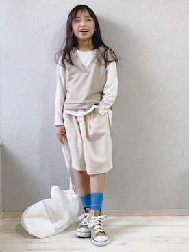 「アイテム（バッグ）」を使った、uranさん（キッズ・123cm）の春コーディネート