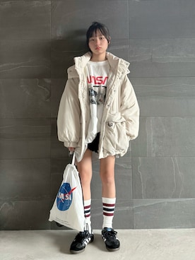 「LOWRYS FARM（ローリーズファーム）の【160-170サイズ】エアサーマルフードブルゾン　 494863（ブルゾン）」を使った、uranさん（キッズ・147cm）の秋コーディネート