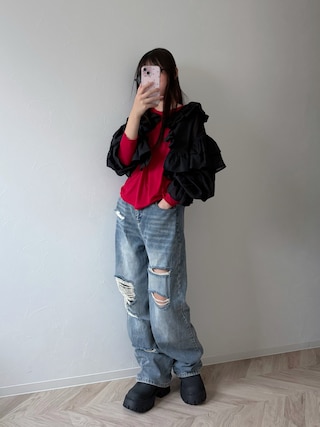 「LOWRYS FARM(ローリーズファーム)のフリルボレロ 1056144(シャツ/ブラウス)」を使った、uranさん(キッズ・150cm)の秋コーディネート
