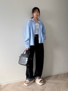 「niko and...（ニコアンド）のWベルトサンダル（サンダル、ベージュ系）」を使った、uranさん（キッズ・150cm）の夏コーディネート