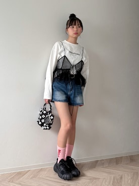 「アイテム（バッグ）」を使った、uranさん（キッズ・149cm）の春コーディネート