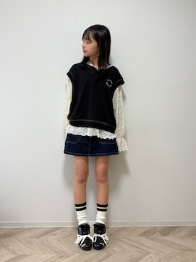 「アイテム（ソックス/靴下）」を使った、uranさん（キッズ・147cm）の秋コーディネート