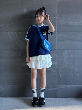 「アイテム（スニーカー）」を使った、uranさん（キッズ・144cm）の夏コーディネート