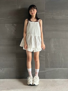 「antiqua（アンティカ）のコットン100%キッズタンクトップ（タンクトップ）」を使った、uranさん（キッズ・144cm・10代）の夏コーディネート