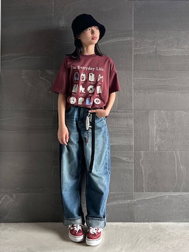 「CIAOPANIC TYPY（チャオパニックティピー）の【KIDS】TEEマルシェ（Tシャツ/カットソー）」を使った、uranさん（キッズ・144cm）の夏コーディネート