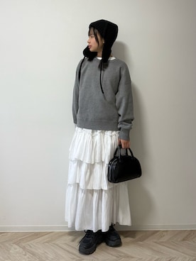 「アイテム（スニーカー）」を使った、uranさん（キッズ・147cm）の冬コーディネート