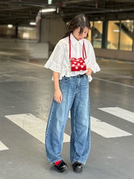 「アイテム（デニムパンツ）」を使った、uranさん（キッズ・147cm・10代）の秋コーディネート