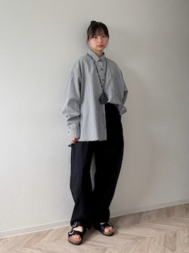 「しまむら（シマムラ）のアイテム（シャツ/ブラウス、ブラック系）」を使った、uranさん（キッズ・150cm）の春コーディネート