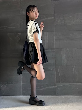 「kutir（クティール）のNYLON DRAW CORD NAPSACK/ナイロンドローコードナップサック（バックパック/リュック）」を使った、uranさん（キッズ・144cm・10代）の夏コーディネート