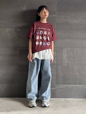 「CIAOPANIC TYPY（チャオパニックティピー）の【KIDS】【India】スカラップレースレイヤードキャミチュニック（キャミソール）」を使った、uranさん（キッズ・144cm・10代）の夏コーディネート