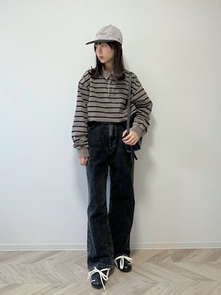 「CIAOPANIC TYPY（チャオパニックティピー）の【全骨格カバーできる美脚パンツ】ウエストベルトアソートワイドパンツ（デニムパンツ）」を使った、uranさん（キッズ・147cm）の秋コーディネート