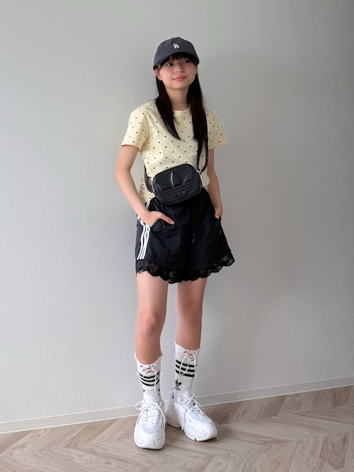 レース トリム スリーストライプス ショーツ ショートパンツ