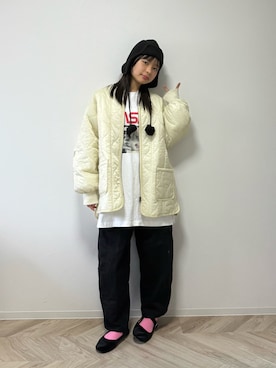 「アイテム（ニットキャップ/ビーニー）」を使った、uranさん（キッズ・147cm・10代）の冬コーディネート