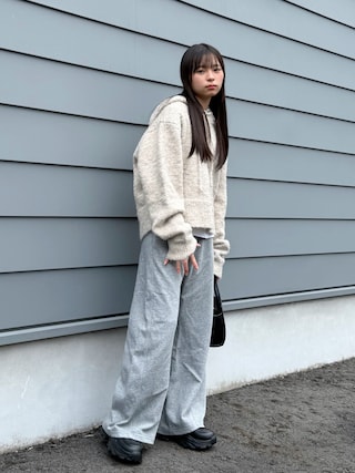 「tiptop(ティップトップ)の【丈が選べる2サイズ】ミックスニットフーディー(ニット/セーター)」を使った、uranさん(キッズ・150cm)の秋コーディネート