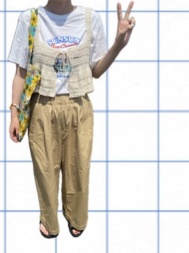 「Handmade（ハンドメイド）のアイテム」を使った、nichijonokirokuさん（レディース・169cm）の夏コーディネート