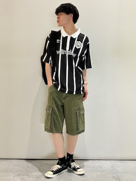 「Levi's（リーバイス）のLevi's(リーバイス)４７８バギーカーゴ（その他パンツ、グリーン系）」を使った、chiiiba0410さん（メンズ）の夏コーディネート