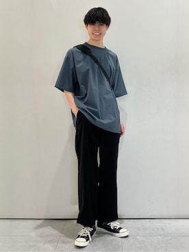 「CAMP7（キャンプセブン）のCAMP7(キャンプ7)【PLAY PROOF】アクティブＴシャツ（Tシャツ/カットソー、ブルー系）」を使った、chiiiba0410さん（メンズ）の春コーディネート