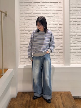 「アイテム（メガネ、グリーン系）」を使った、SAKUさん（レディース・158cm）の秋コーディネート