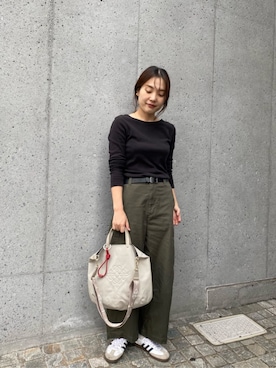「russet（ラシット）のスリム2WAYトートバッグ <コーデュラナイロン>(CE-1404)（トートバッグ、ベージュ系）」を使った、russetさんの秋コーディネート
