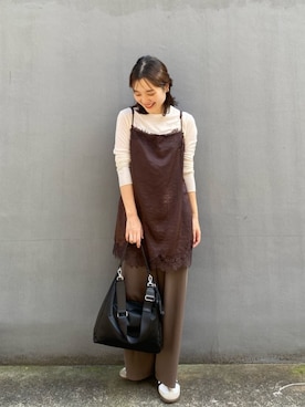 「russet（ラシット）の【Lively city】2WAYショルダーバッグ（ショルダーバッグ、ブラック系）」を使った、russetさんの秋コーディネート