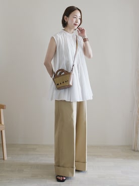 「ete（エテ）のアイテム」を使った、陽さん（レディース・156cm）の夏コーディネート