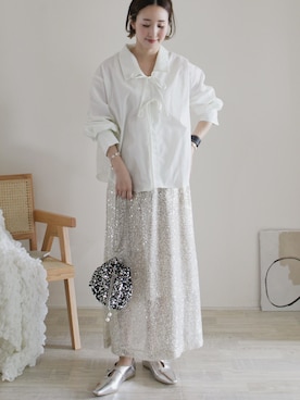 「sakishimatokyo（サキシマトーキョー）のアイテム（トップス）」を使った、陽さん（レディース・156cm）の春コーディネート